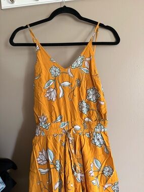 Jaase Wide Leg Bohemian Jumpsuit - Sunflower Yellow with Floral Pattern size S